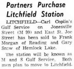 M and S Gulf Service (Carl Coplins Gulf Service) - Aug 1966 Article - Changes Hands (newer photo)